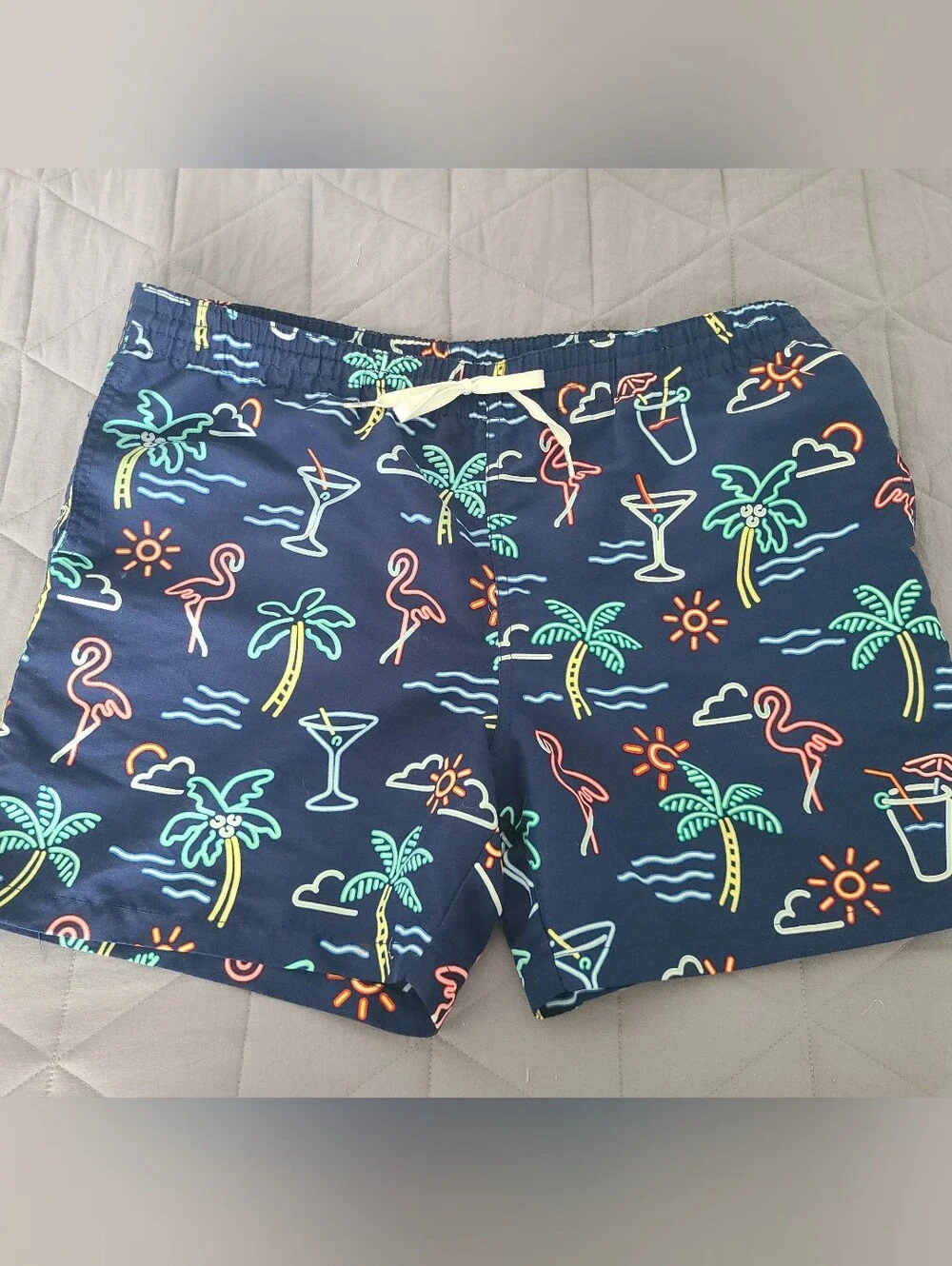 CHUBBIES Swim Trunks Men's Size L Neon Lights Board Shorts Beach 5.5 inseam Pool